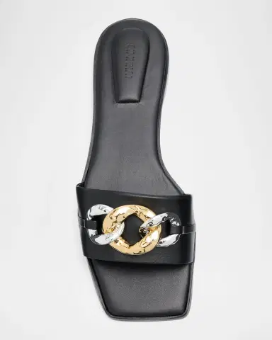 SIMKHAI Arlo Chain Leather Flat Slides | Thumbnail 5