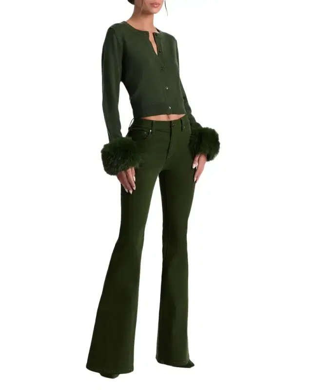 ALICE + OLIVIA Dollie Faux Fur Cuff Cardigan