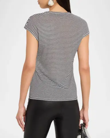 Tom Ford Striped Viscose Cap-Sleeve T-Shirt | Thumbnail 2 Tom Ford Striped Viscose Cap-Sleeve T-Shirt | Thumbnail 2