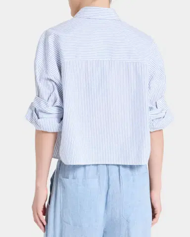 TWP Next Ex Cropped Shirt in Micro Hairline Stripe | Thumbnail 3 TWP Next Ex Cropped Shirt in Micro Hairline Stripe | Thumbnail 3
