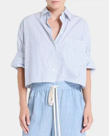 TWP Next Ex Cropped Shirt in Micro Hairline Stripe | Thumbnail 4 TWP Next Ex Cropped Shirt in Micro Hairline Stripe | Thumbnail 4