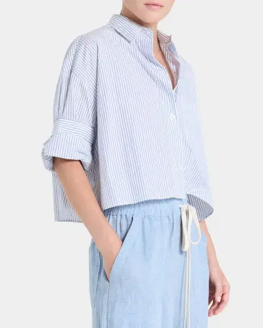 TWP Next Ex Cropped Shirt in Micro Hairline Stripe | Thumbnail 6 TWP Next Ex Cropped Shirt in Micro Hairline Stripe | Thumbnail 6