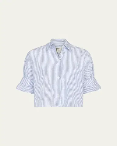 TWP Next Ex Cropped Shirt in Micro Hairline Stripe | Thumbnail 7 TWP Next Ex Cropped Shirt in Micro Hairline Stripe | Thumbnail 7