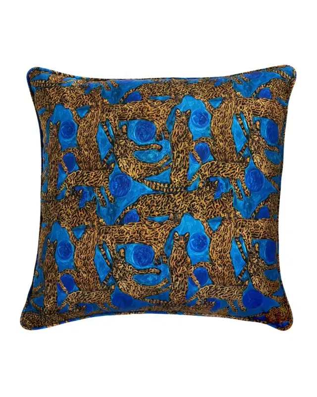 Ocelots & Blue Pearls Decorative Pillow, 22" Square