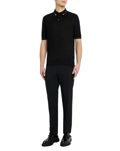 Dolce & Gabbana Men's Silk Knit Polo Shirt | Thumbnail 1 Dolce & Gabbana Men's Silk Knit Polo Shirt | Thumbnail 1