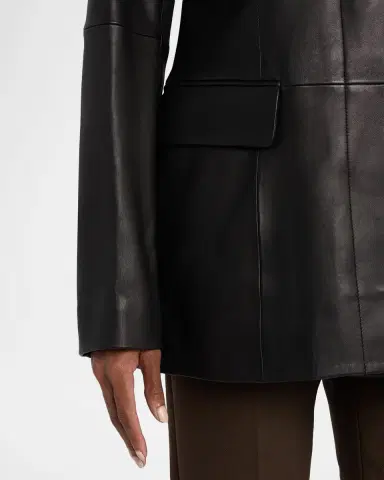 TOTEME Collarless Leather Jacket | Thumbnail 4 TOTEME Collarless Leather Jacket | Thumbnail 4