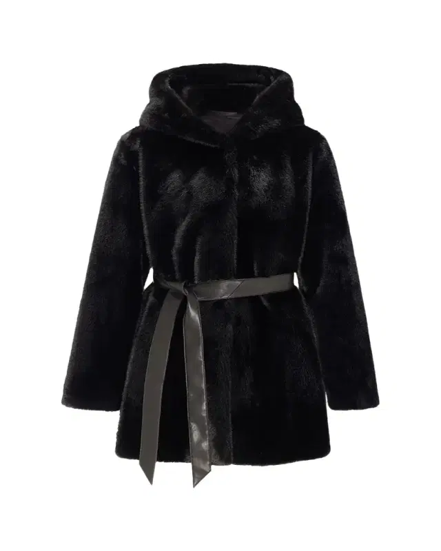 Fur-Free Faux Mink Hooded Coat
