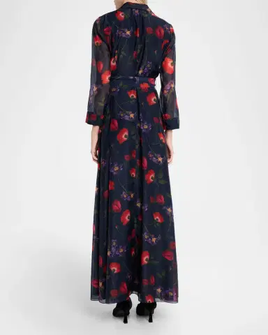 Sachin & Babi Addison Floral-Print Chiffon Shirt Gown | Thumbnail 3