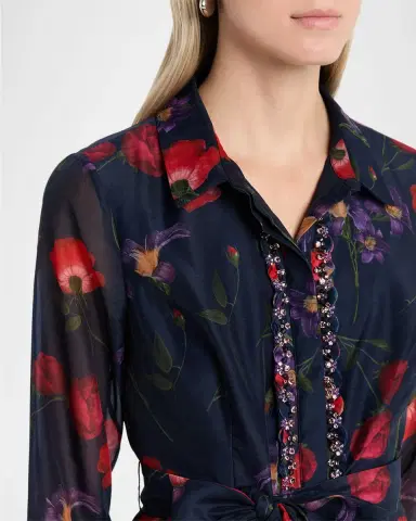 Sachin & Babi Addison Floral-Print Chiffon Shirt Gown | Thumbnail 5