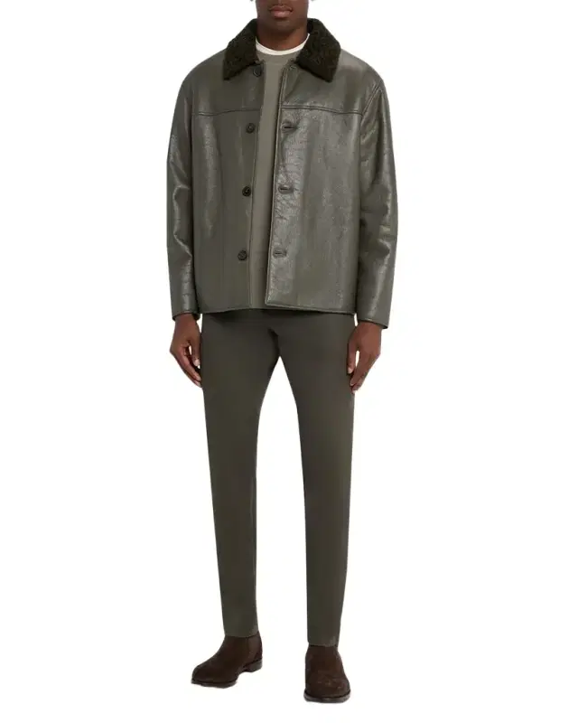 Men 's Shearling Button-Front Jacket