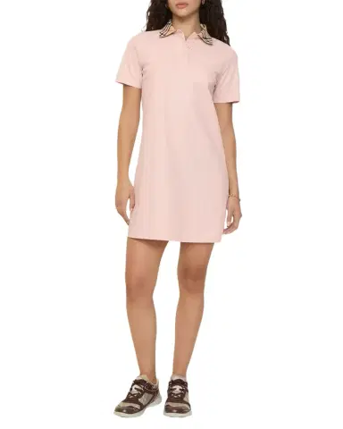Burberry Iris Check Collar Short-Sleeve Mini Dress | Thumbnail 1 Burberry Iris Check Collar Short-Sleeve Mini Dress | Thumbnail 1