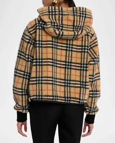 Burberry Fiona Check Teddy Fleece Zip Hoodie | Thumbnail 2