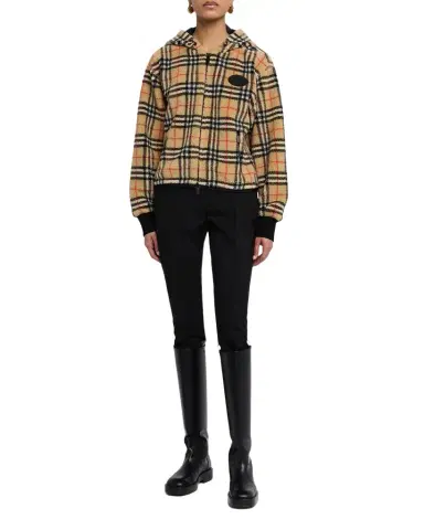 Burberry Fiona Check Teddy Fleece Zip Hoodie | Thumbnail 1