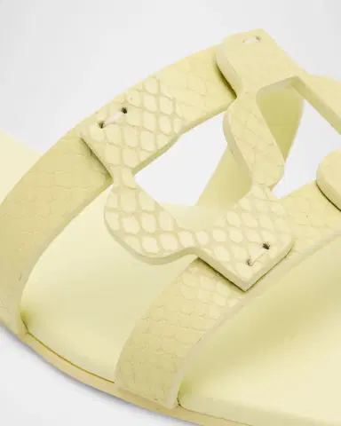 Simkhai Monogram Snake-Embossed Leather Flat Slide Sandals | Thumbnail 4