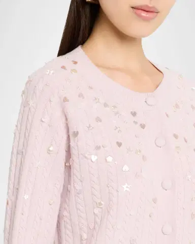 BERNADETTE Gilbert Embellished Crewneck Cardigan | Thumbnail 4
