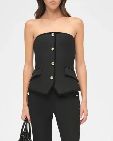 SIMKHAI Cambrie Button-Front Bustier Top | Thumbnail 3