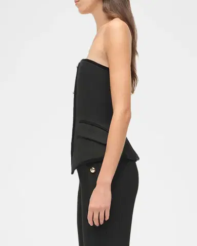 SIMKHAI Cambrie Button-Front Bustier Top | Thumbnail 4
