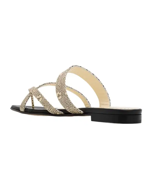Susaperf Snake-Embossed Leather Flat Sandals