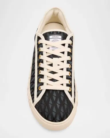 Versace Men 's Greca-Sole V Allover Canvas Low-Top Sneakers | Thumbnail 3