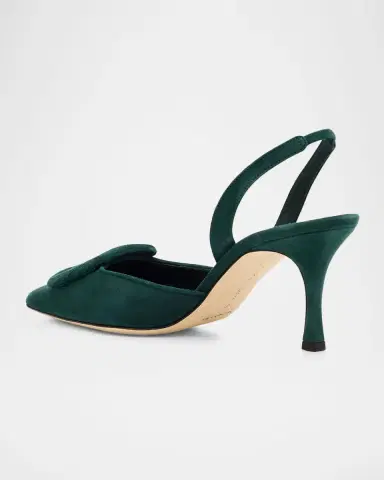 Manolo Blahnik Maysli Suede Buckle Slingback Pumps | Thumbnail 3