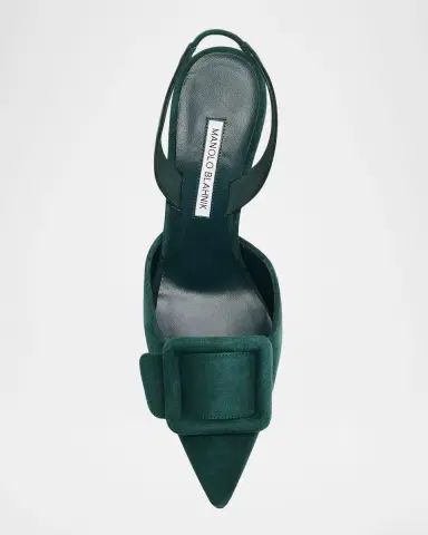 Manolo Blahnik Maysli Suede Buckle Slingback Pumps | Thumbnail 5