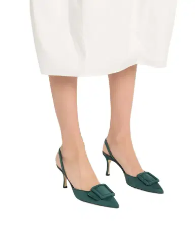 Manolo Blahnik Maysli Suede Buckle Slingback Pumps | Thumbnail 1