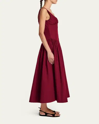 Proenza Schouler White Label Kendal Drop-Waist Technical Cotton Midi Dress | Thumbnail 4 Proenza Schouler White Label Kendal Drop-Waist Technical Cotton Midi Dress | Thumbnail 4