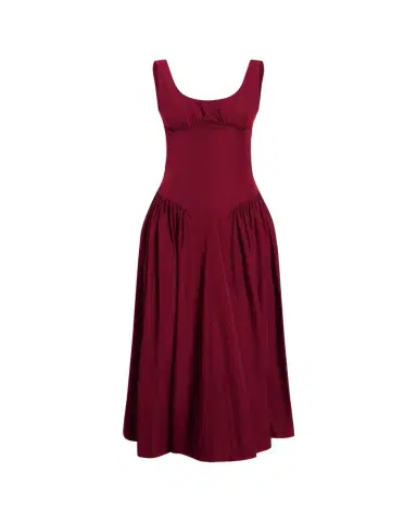 Proenza Schouler White Label Kendal Drop-Waist Technical Cotton Midi Dress | Thumbnail 1 Proenza Schouler White Label Kendal Drop-Waist Technical Cotton Midi Dress | Thumbnail 1