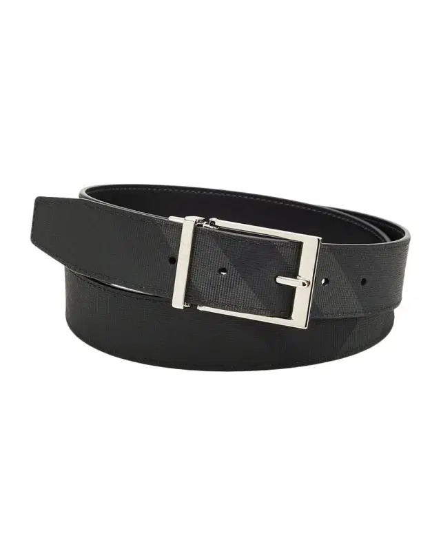 Men's Reversible Check Leather Belt