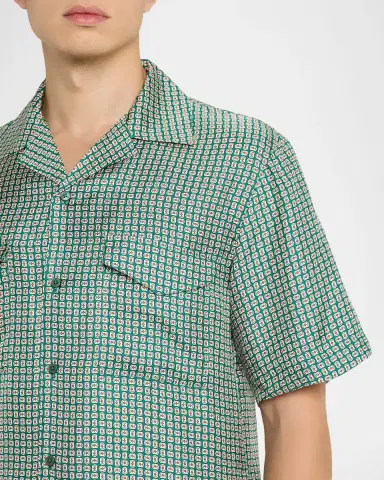 Simkhai Men's Clarke Printed Silk Camp Shirt | Thumbnail 4 Simkhai Men's Clarke Printed Silk Camp Shirt | Thumbnail 4
