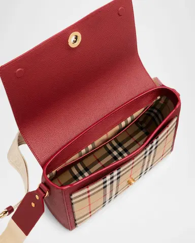 Burberry Note Leather & Check Crossbody Bag | Thumbnail 3 Burberry Note Leather & Check Crossbody Bag | Thumbnail 3