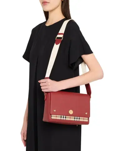 Burberry Note Leather & Check Crossbody Bag | Thumbnail 1 Burberry Note Leather & Check Crossbody Bag | Thumbnail 1