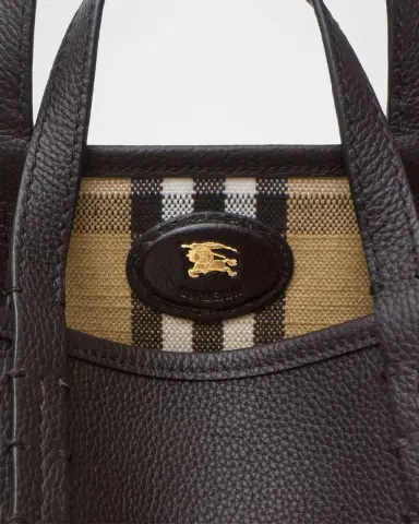 Burberry Mini Reversible Check & Leather Tote Bag | Thumbnail 3 Burberry Mini Reversible Check & Leather Tote Bag | Thumbnail 3