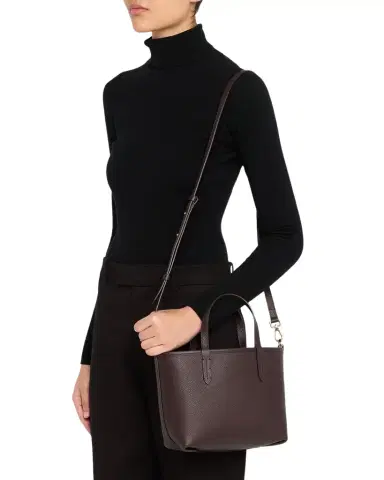 Burberry Mini Reversible Check & Leather Tote Bag | Thumbnail 1 Burberry Mini Reversible Check & Leather Tote Bag | Thumbnail 1