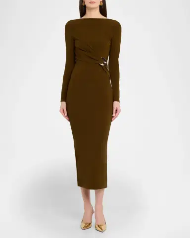Roland Mouret Twisted Drape Long-Sleeve Midi Dress | Thumbnail 2 Roland Mouret Twisted Drape Long-Sleeve Midi Dress | Thumbnail 2