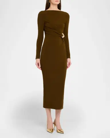 Roland Mouret Twisted Drape Long-Sleeve Midi Dress | Thumbnail 4 Roland Mouret Twisted Drape Long-Sleeve Midi Dress | Thumbnail 4