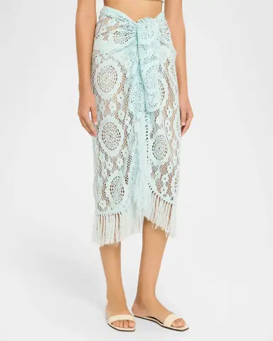 SIMKHAI Thyri Open-Knit Fringe Pareo Coverup | Thumbnail 3