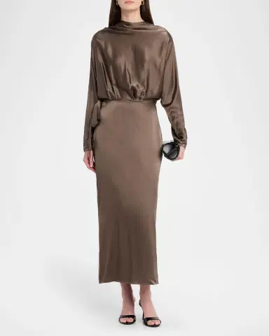STAUD Phoebe Draped Silk Maxi Dress | Thumbnail 2 STAUD Phoebe Draped Silk Maxi Dress | Thumbnail 2