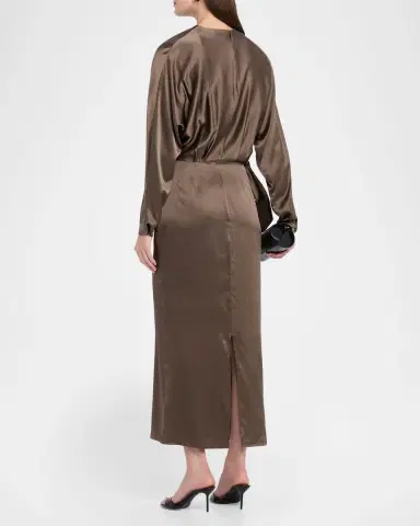 STAUD Phoebe Draped Silk Maxi Dress | Thumbnail 3 STAUD Phoebe Draped Silk Maxi Dress | Thumbnail 3