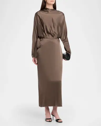STAUD Phoebe Draped Silk Maxi Dress | Thumbnail 4 STAUD Phoebe Draped Silk Maxi Dress | Thumbnail 4