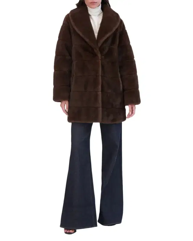 Lyla Grant Fur-Free Quilted Faux Mink Coat