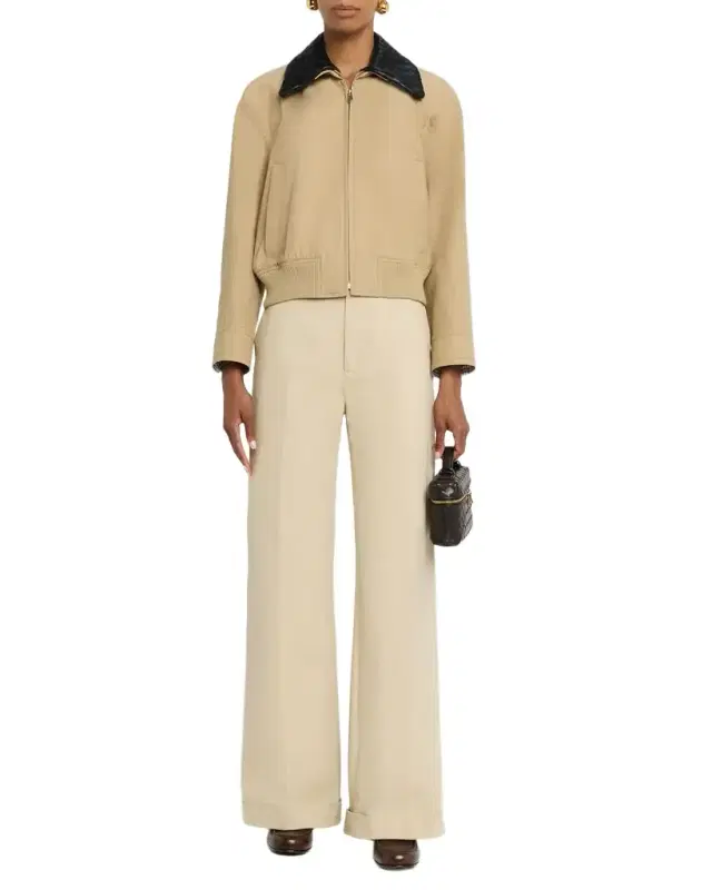 Cotton Twill Blouson with Intrecciato Collar