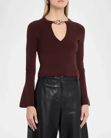 SIMKHAI Evren Wool Chain Cut-Out Top | Thumbnail 3 SIMKHAI Evren Wool Chain Cut-Out Top | Thumbnail 3