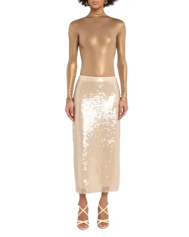 Tanya Taylor Kiah Sequined Midi Skirt