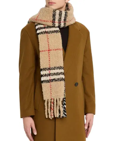 Burberry Men's Check Cashmere Bouclé Scarf | Thumbnail 1