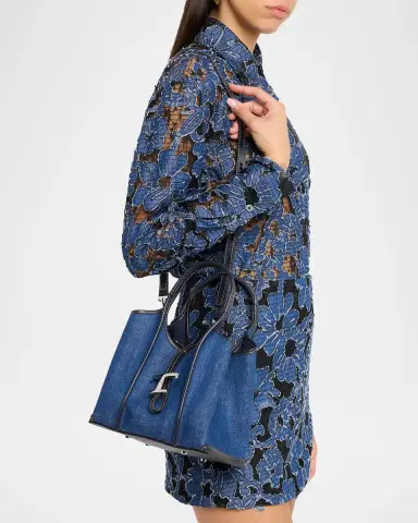 Tod's Cotton Denim T Timeless Shopping Tote Bag | Thumbnail 2 Tod's Cotton Denim T Timeless Shopping Tote Bag | Thumbnail 2