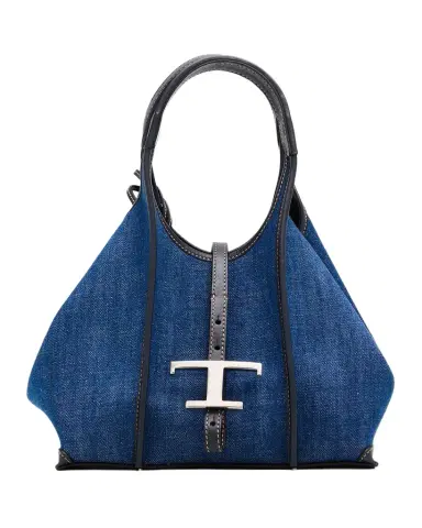 Tod's Cotton Denim T Timeless Shopping Tote Bag | Thumbnail 1 Tod's Cotton Denim T Timeless Shopping Tote Bag | Thumbnail 1