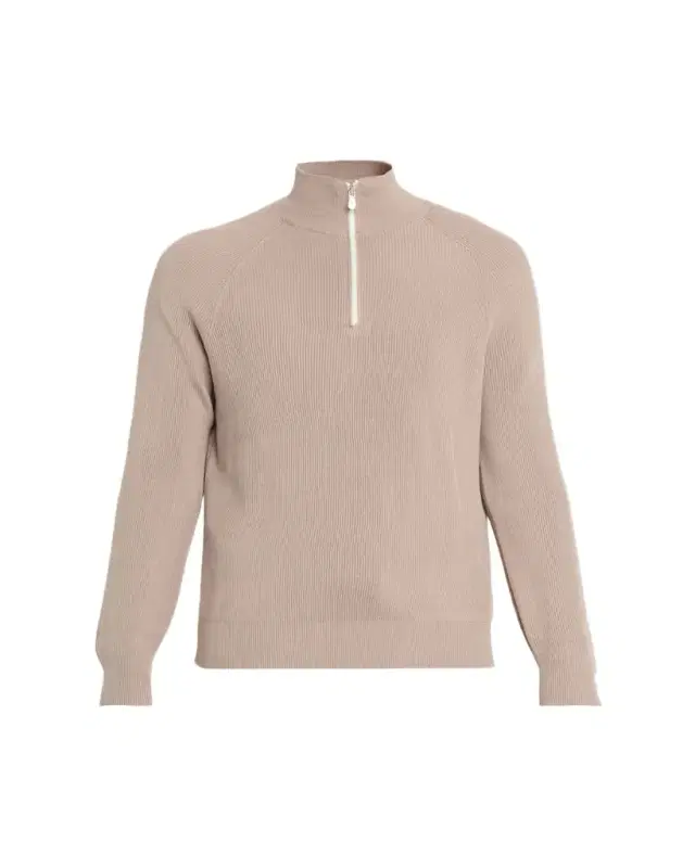 Men's Cotton English Rib Half-Zip Sweater