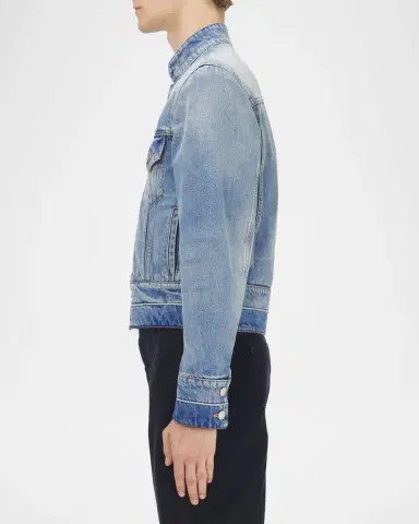 Alexander McQueen Men's Band-Collar Denim Jacket | Thumbnail 3 Alexander McQueen Men's Band-Collar Denim Jacket | Thumbnail 3