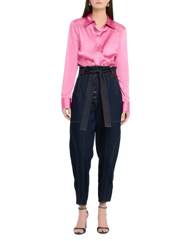 Ramy Brook Serena Satin Button-Front Shirt